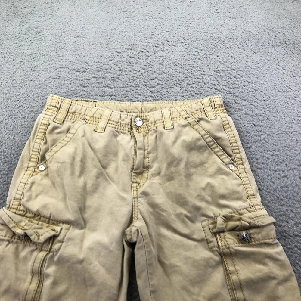 True Religion Shorts Mens 31 Beige Cargo Denim Relaxed Fit 12 Inseam Casual